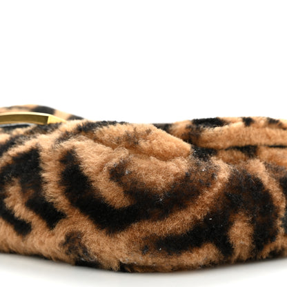 Fendi Shearling Vitello Dolce Macro FF 1974 Mini Baguette Tobacco Black 10 of 11