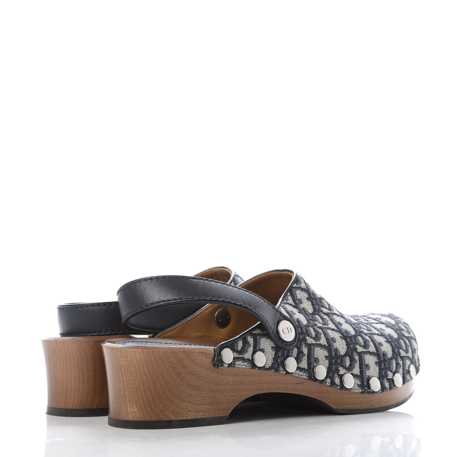 Christian Dior Canvas Oblique Diorquake 20mm Slingback Clogs 39 Deep Blue 4 of 9