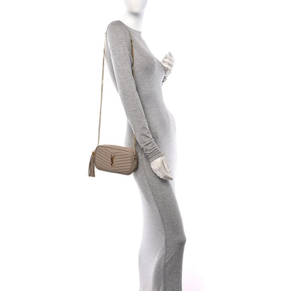 Saint Laurent Grain De Poudre Matelasse Monogram Mini Lou Camera Bag Dark Beige 2 of 10