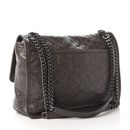 Saint Laurent Crinkled Calfskin Matelasse Monogram Medium Niki Chain Satchel Storm 3 of 9