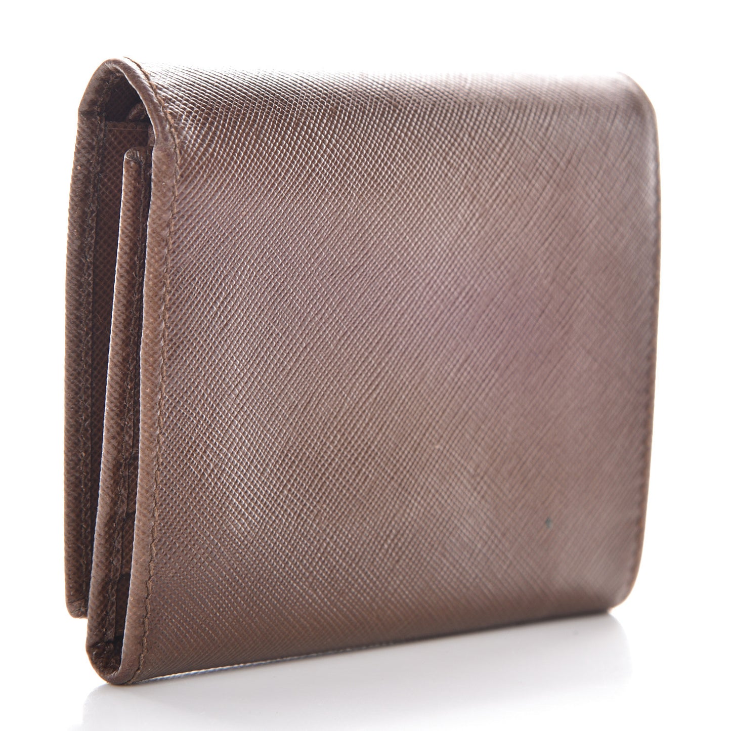 Saffiano Tri-Fold Compact Wallet Cacao