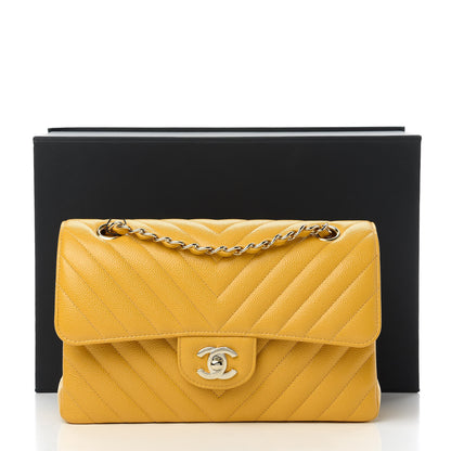 Chanel Caviar Chevron Quilted Small Double Flap Yellow 11 of 11
