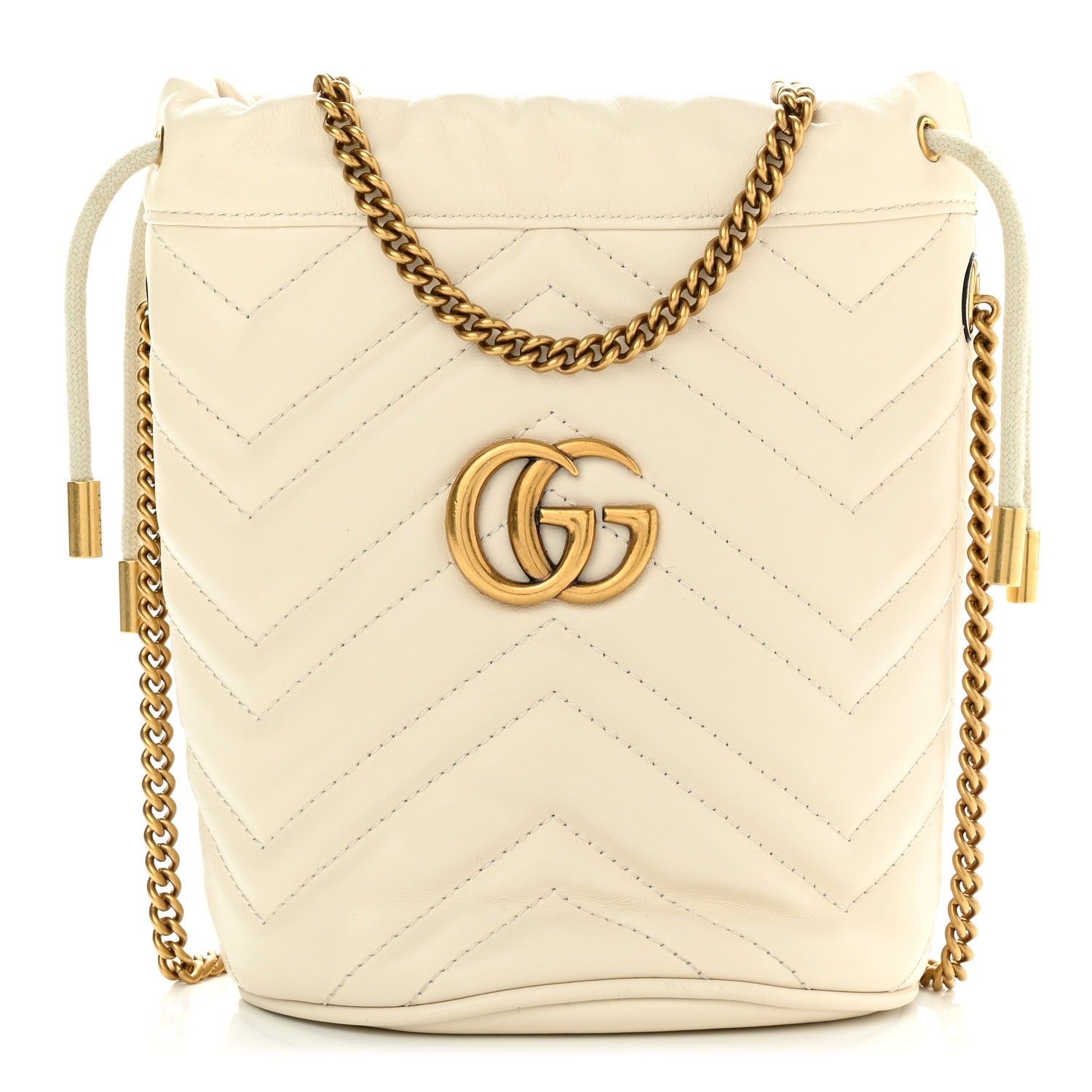 Gucci Calfskin Matelasse Mini GG Marmont 2.0 Bucket Bag White 1 of 10