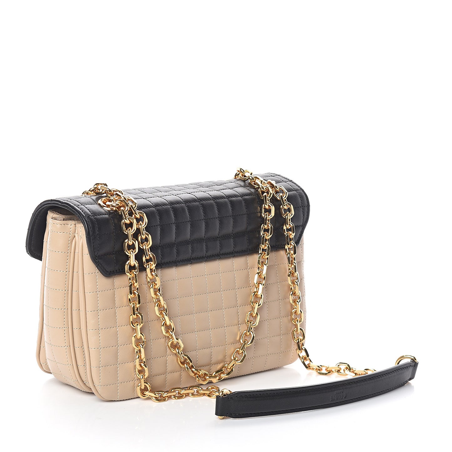 Calfskin Quilted Medium C Bag Black Beige