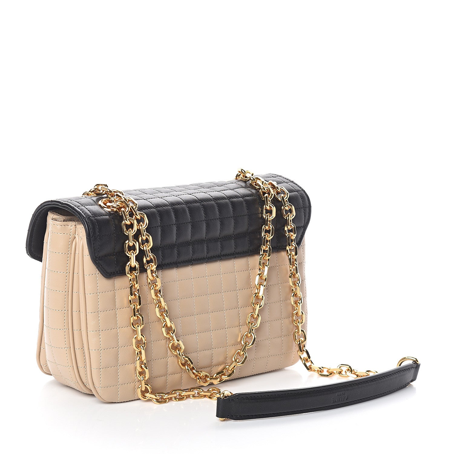 Celine Calfskin Quilted Medium C Bag Black Beige 2 of 8
