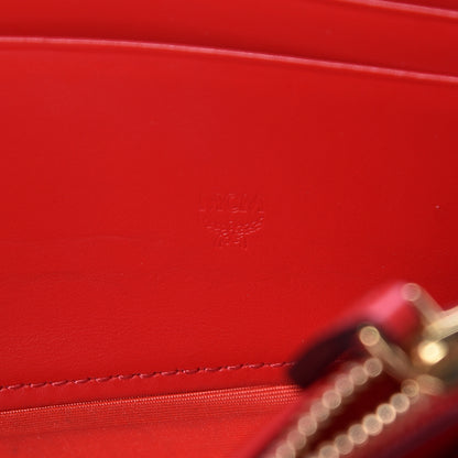 MCM Visetos Large Zip Around Wallet Cognac Red 6 of 7