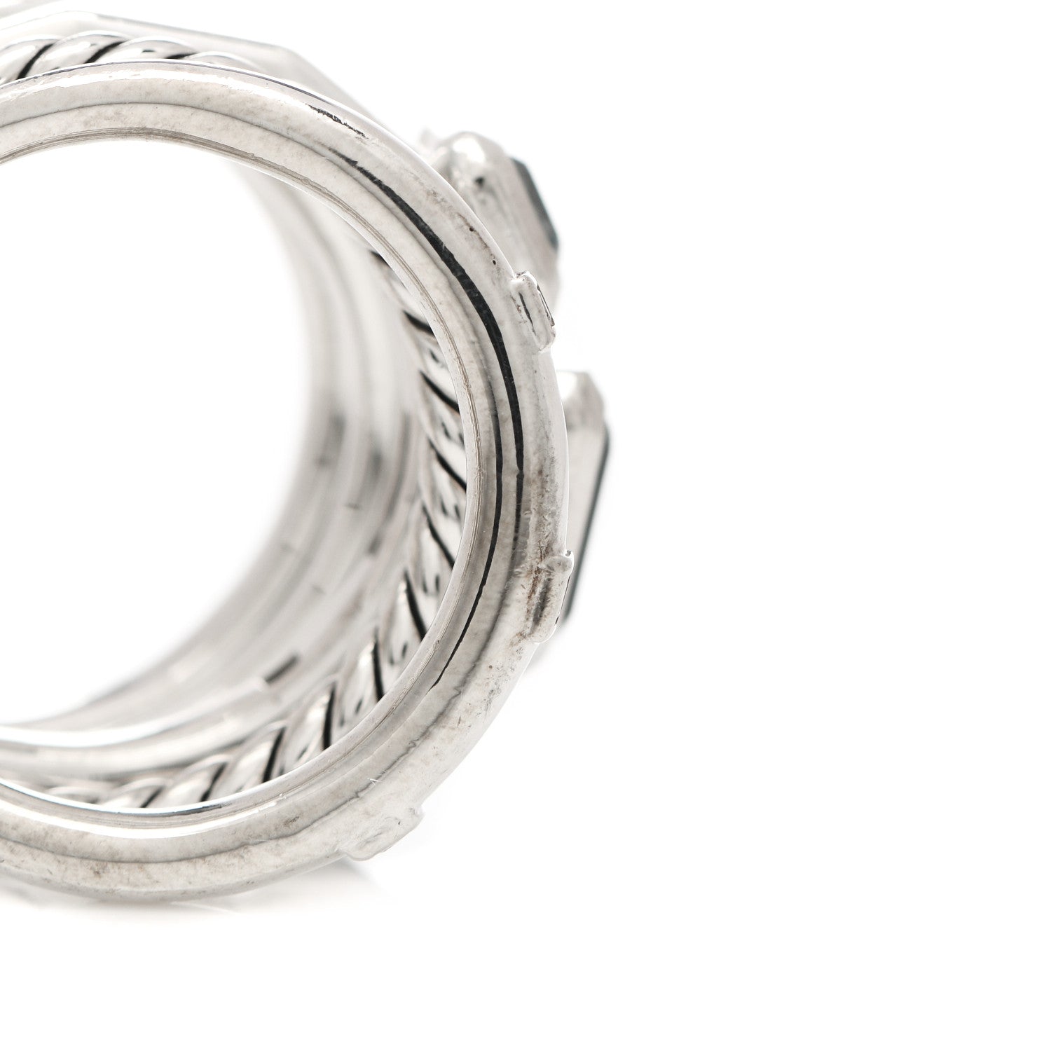 David Yurman Sterling Silver Diamond Hampton Blue Topaz 15mm Stax Five-Row Ring 54 6.75 5 of 5