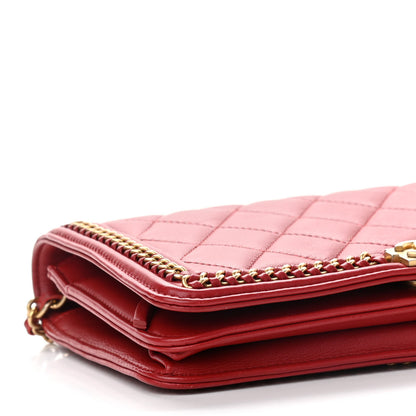 Chanel Calfskin Quilted Chain Around Boy Wallet On Chain WOC Red 7 of 9