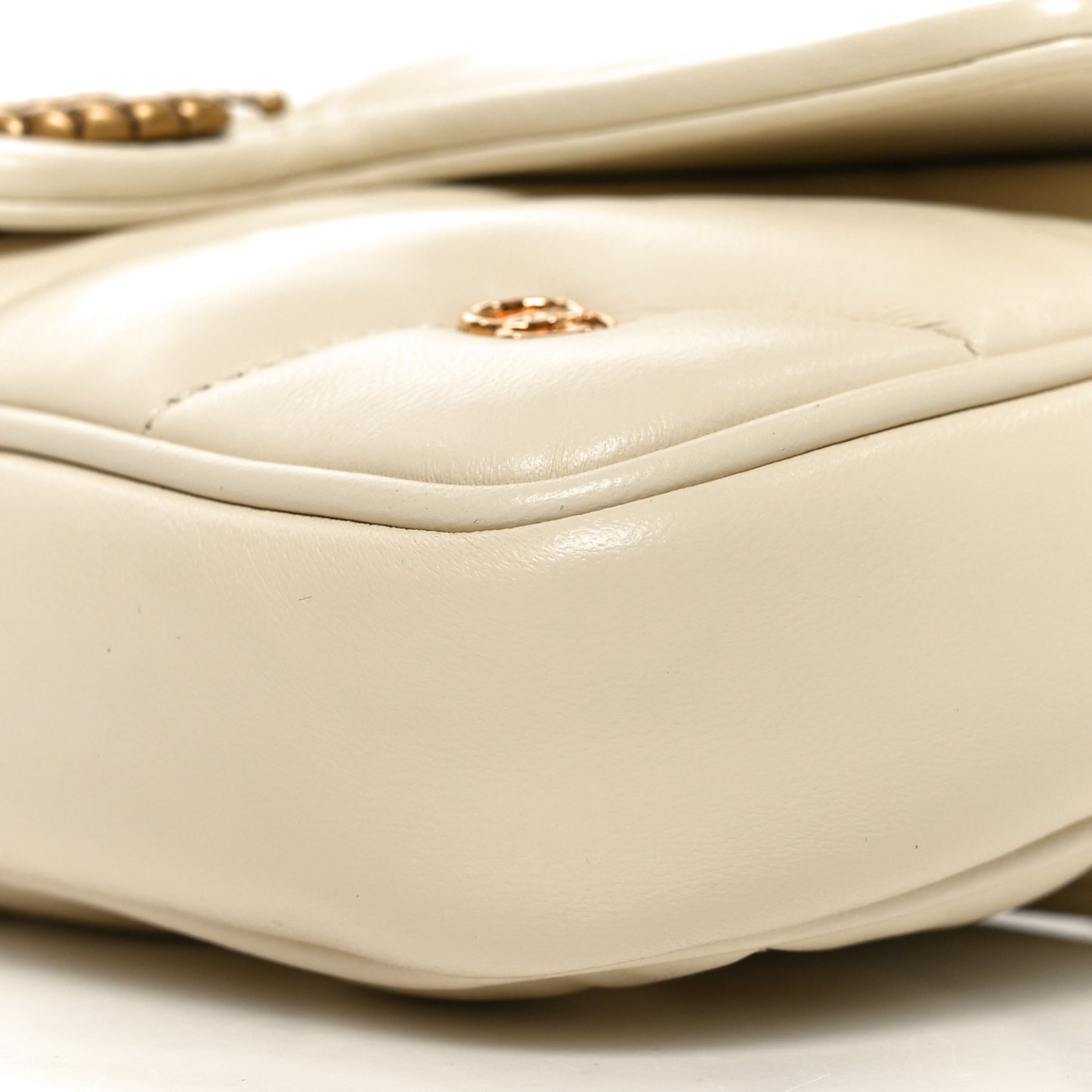 Calfskin Matelasse Double G Studs Mini Torchon GG Marmont Shoulder Bag White