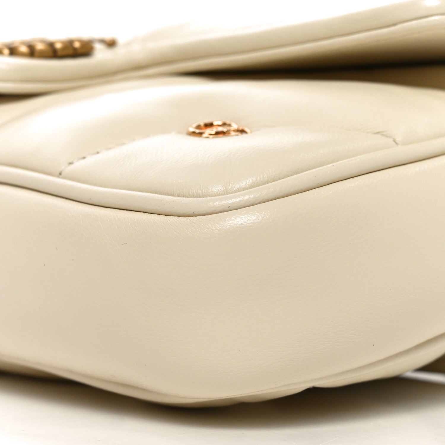 Gucci Calfskin Matelasse Double G Studs Mini Torchon GG Marmont Shoulder Bag White 10 of 11