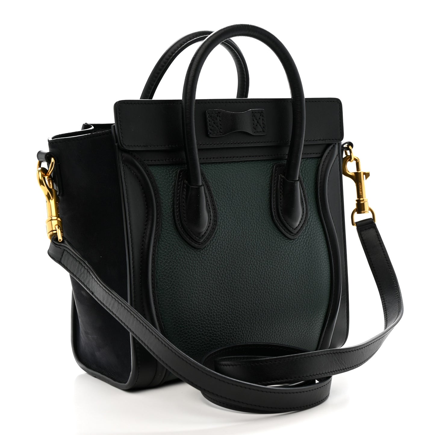 Grained Baby Calfskin Nubuck Nano Bi-Color Luggage Dark Green Navy