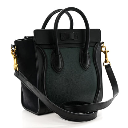Celine Grained Baby Calfskin Nubuck Nano Bi-Color Luggage Dark Green Navy 3 of 14
