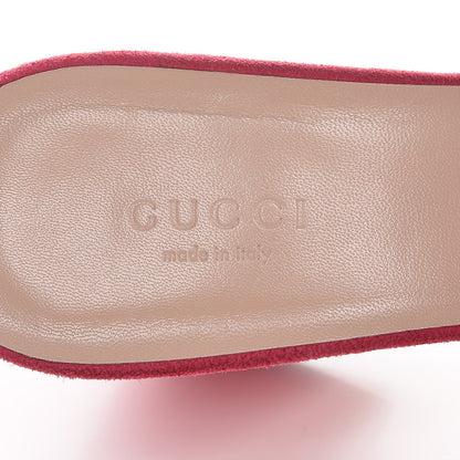 Gucci Kid Scamosciato GG Marmont Fringe 75mm Slide Sandals 40 Hot Pink 9 of 10