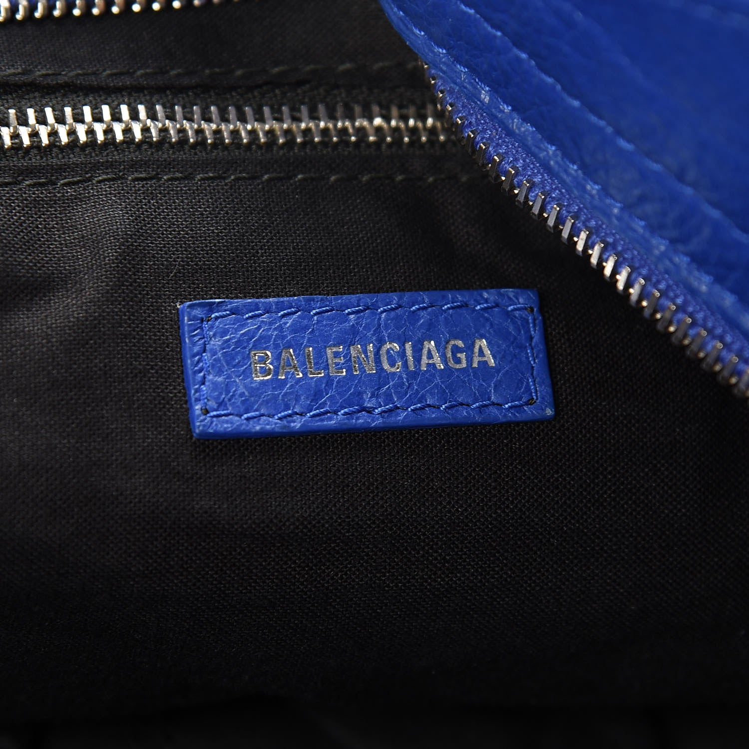 Balenciaga Agneau Classic Silver Hardware City Logo Strap Bleu Electric Black 6 of 15