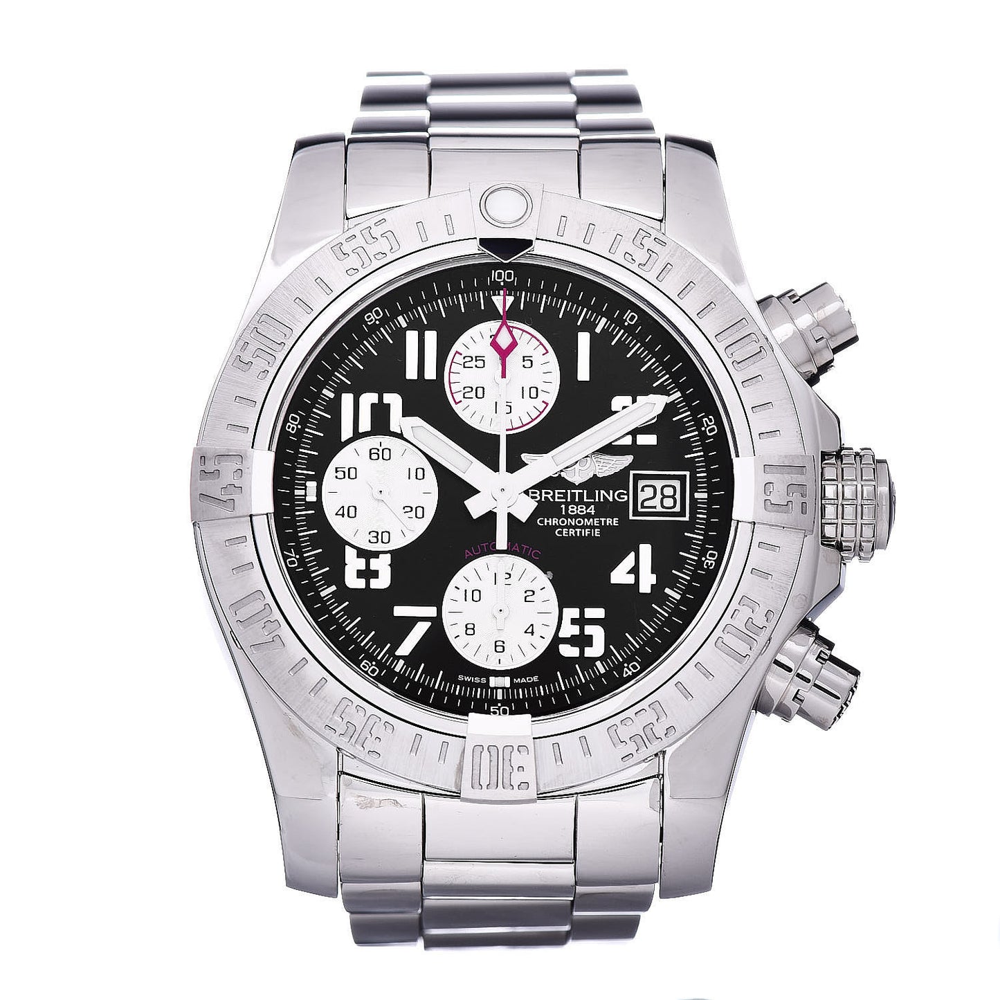 Stainless Steel 43mm Avenger II Chronograph Automatic Watch Volcano Black A13381