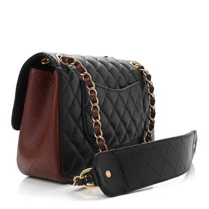 Chanel Calfskin Quilted Strap Into Flap Bag Black Brown 3 of 11