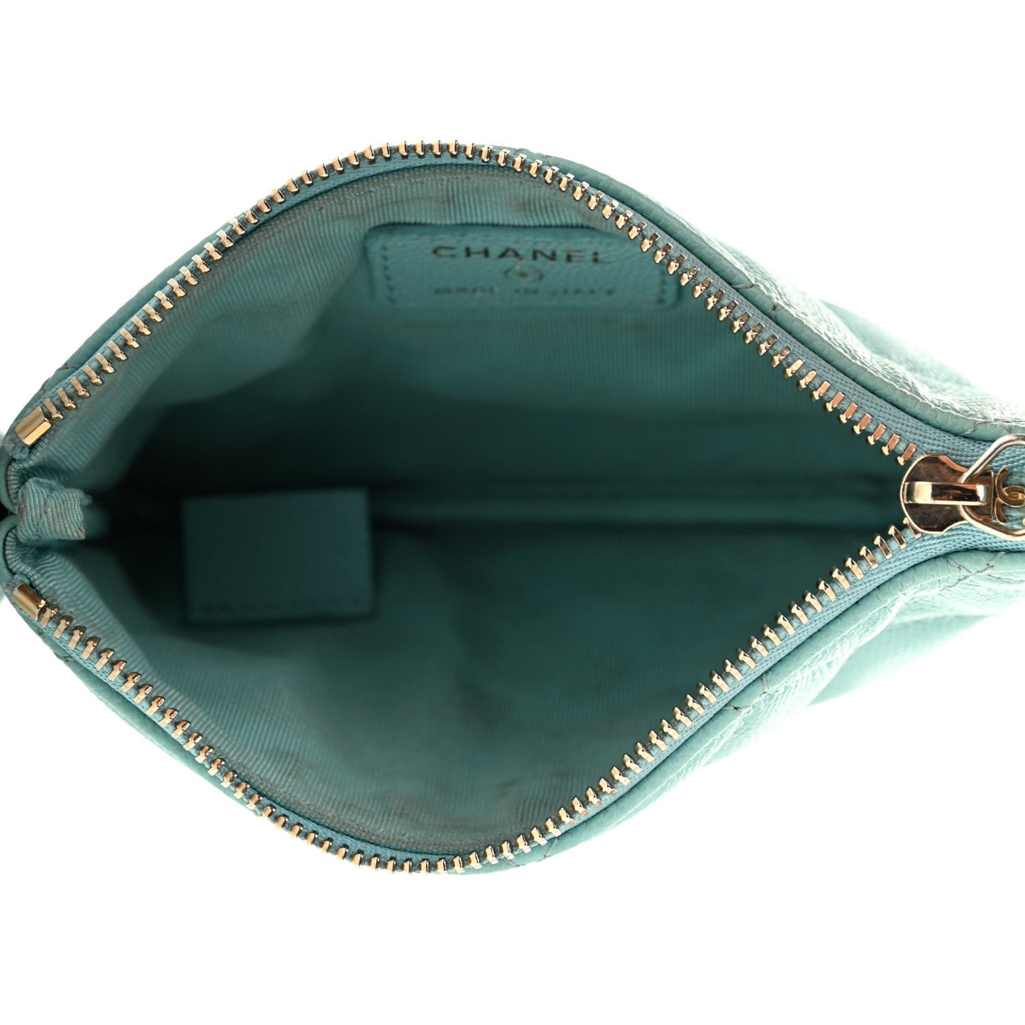 Caviar Quilted Small Cosmetic Case Light Blue