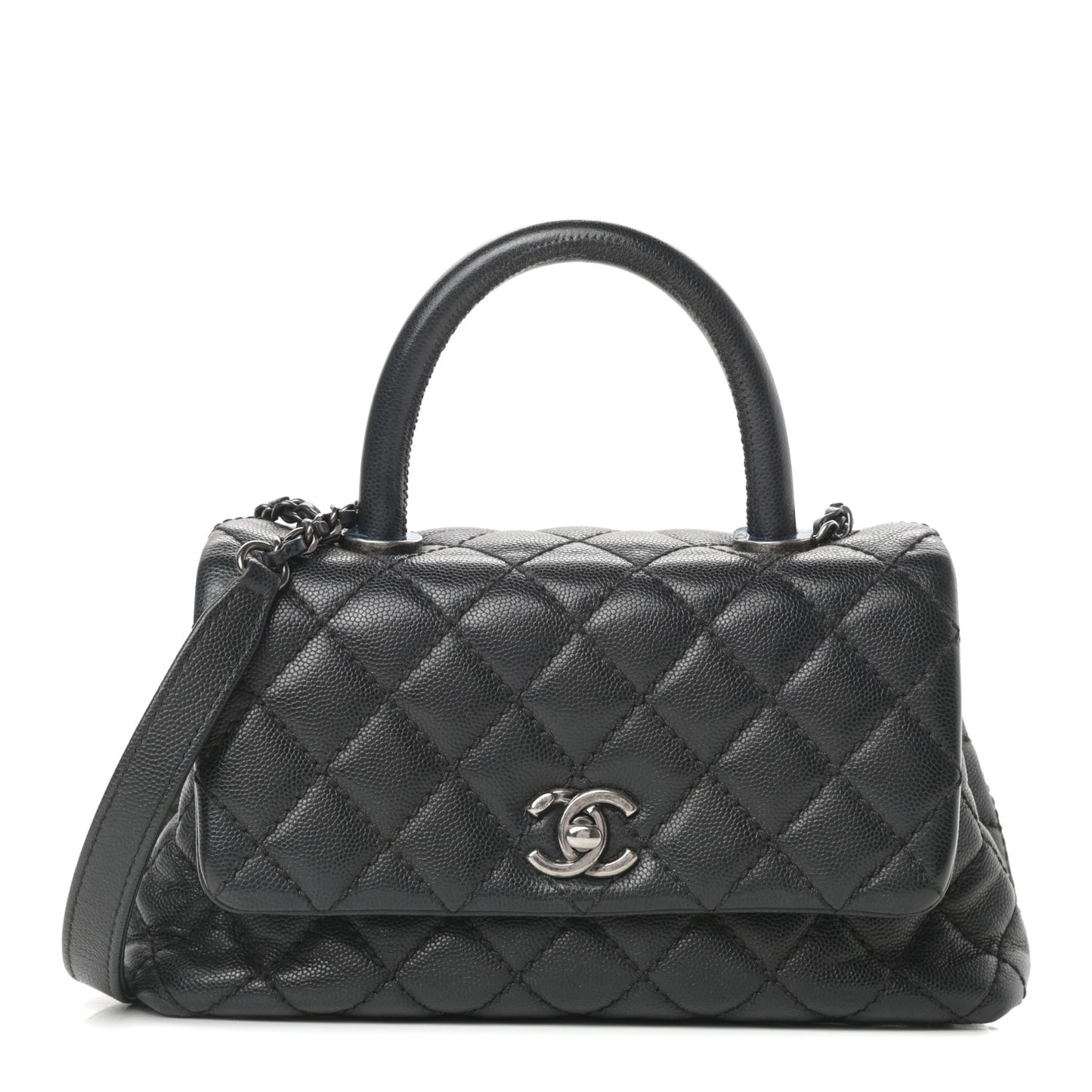 Caviar Quilted Mini Coco Handle Flap Black