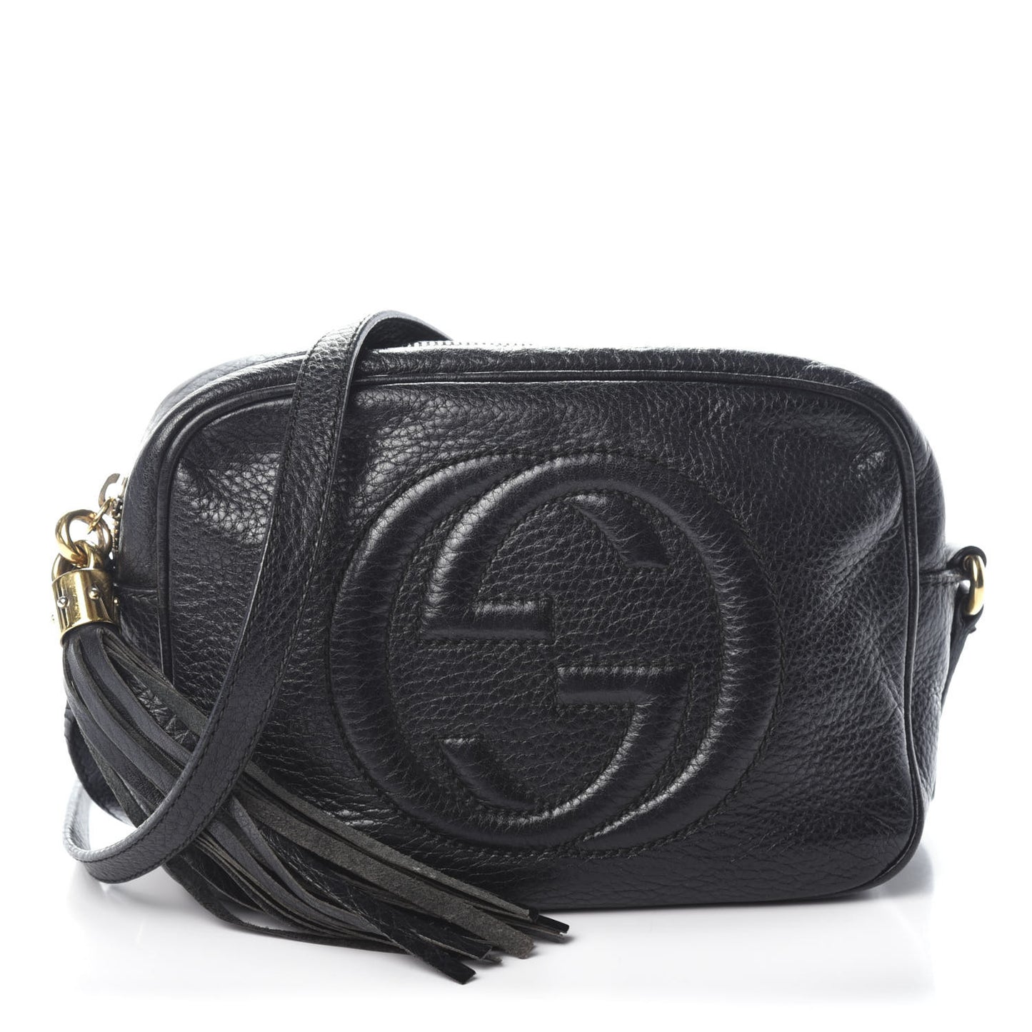 Pebbled Calfskin Small Soho Disco Bag Black
