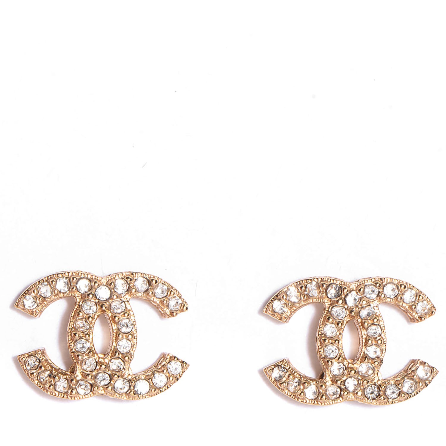 Chanel Crystal CC Earrings Gold 1 of 4