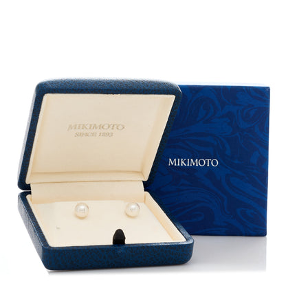 Mikimoto 18K White Gold Akoya Pearl 7-7.5mm Stud Earrings 5 of 5