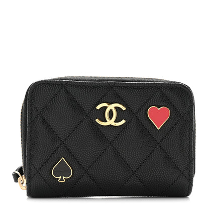 Chanel Caviar Enamel Coco Casino Quilted Zip Coin Purse Black 1 of 8