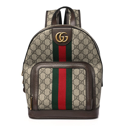 Gucci GG Supreme Monogram Calfskin Web Small Ophidia Day Backpack Beige Ebony New Acero 1 of 10