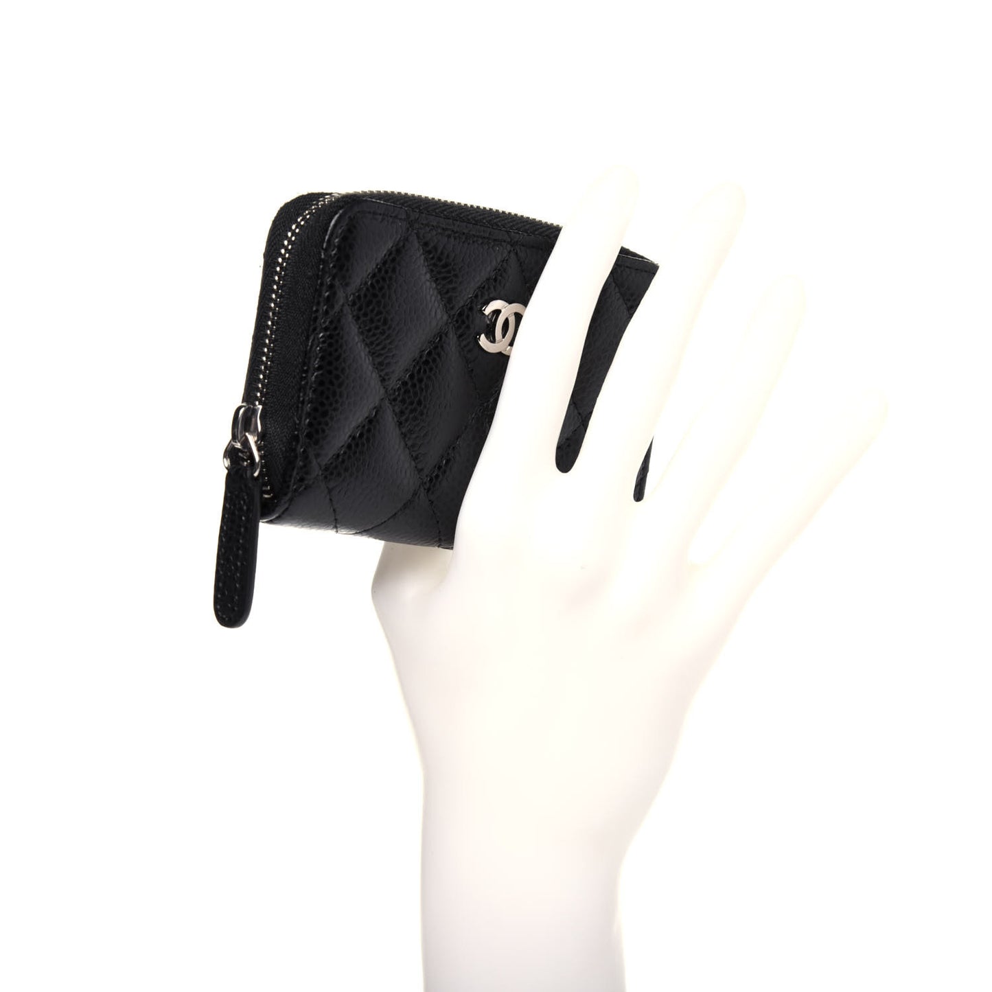 Caviar Quilted Zip Coin Purse Black