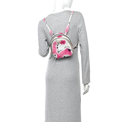 Prada City Calfskin Tie Dye Print Mini Odette Backpack White Pink Black 2 of 10