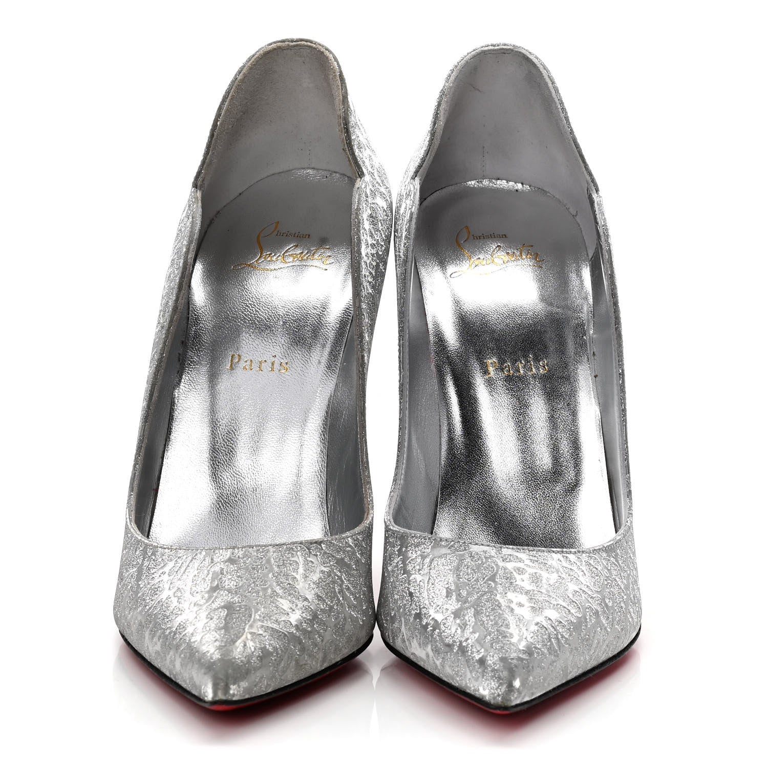 Christian Louboutin Glitter Specchio Hot Chick 100 Pumps 41 Silver 2 of 8