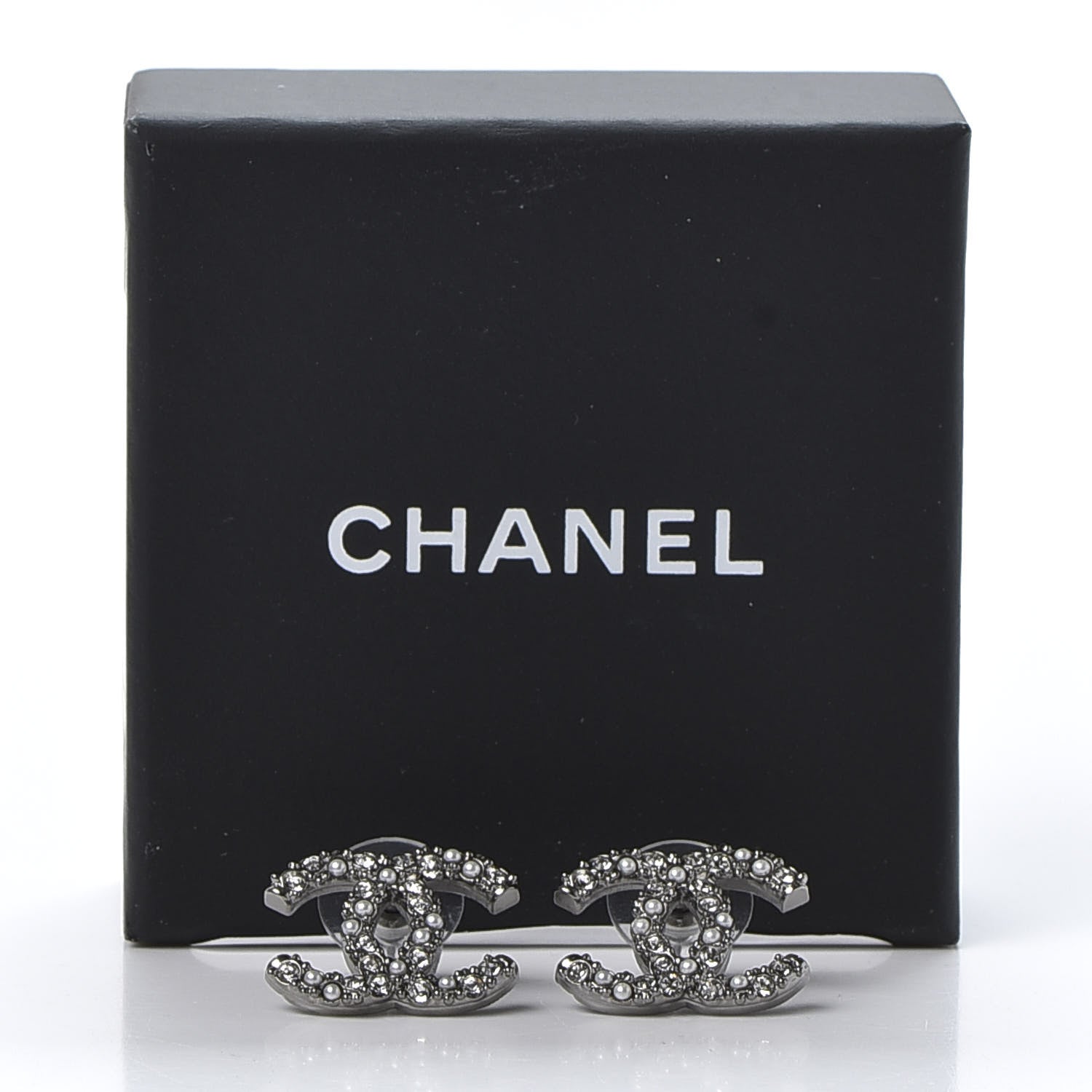 Chanel Ruthenium Crystal Pearl Caviar Earrings 5 of 5