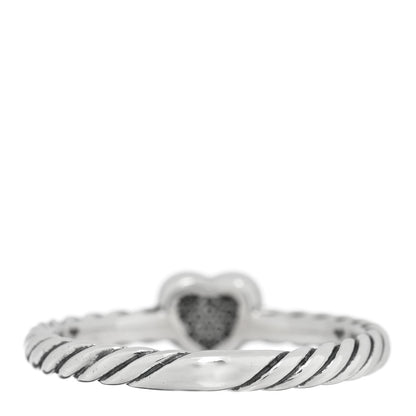 David Yurman Sterling Silver Diamond Cable Classics Heart Ring 54 7 3 of 4