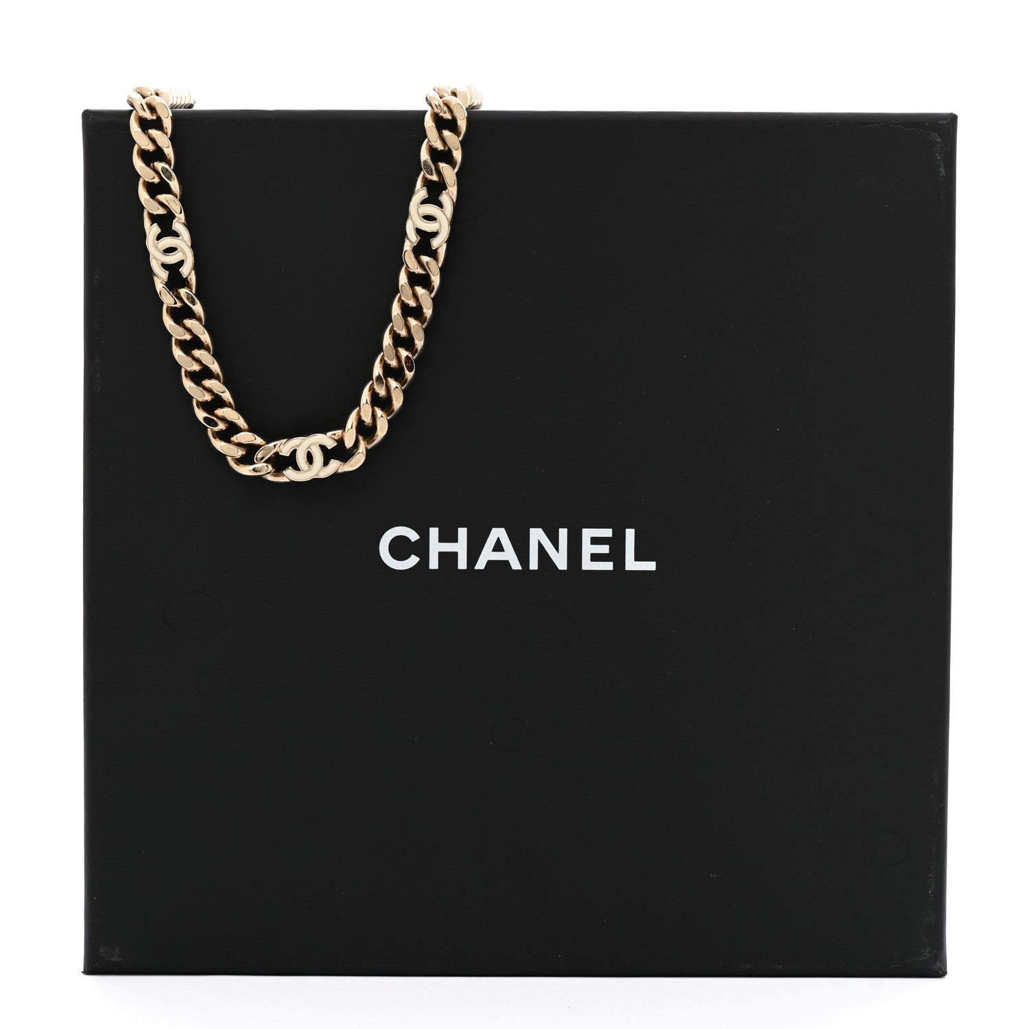 Chanel Metal Enamel Chain CC Choker Gold White 6 of 6