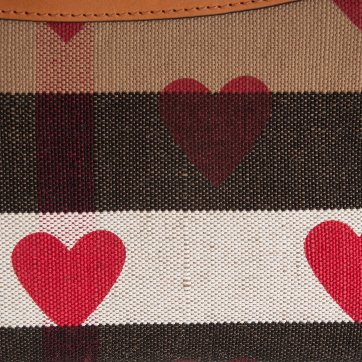 Burberry Mega Check Heart Print Peyton Crossbody Clutch Bag Tan 9 of 9
