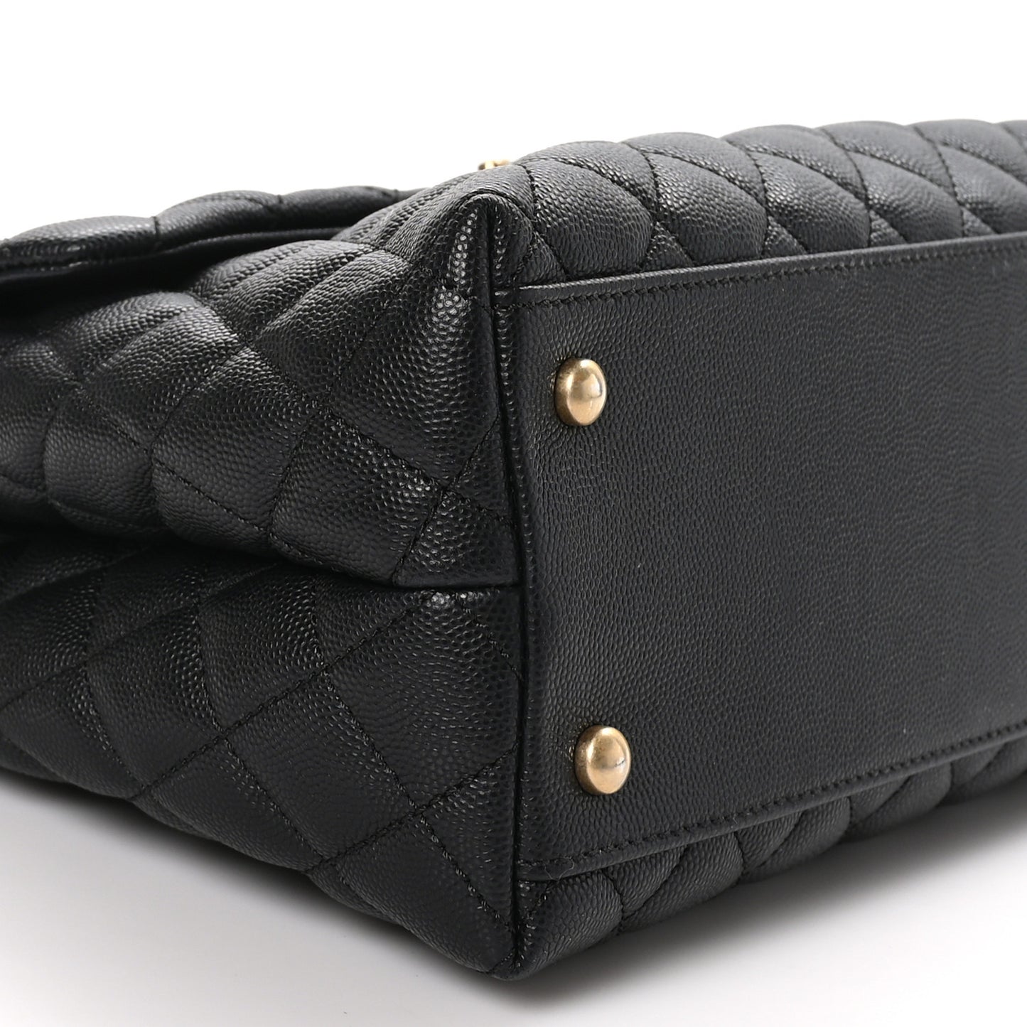 Caviar Lizard Quilted Medium Coco Handle Flap Black