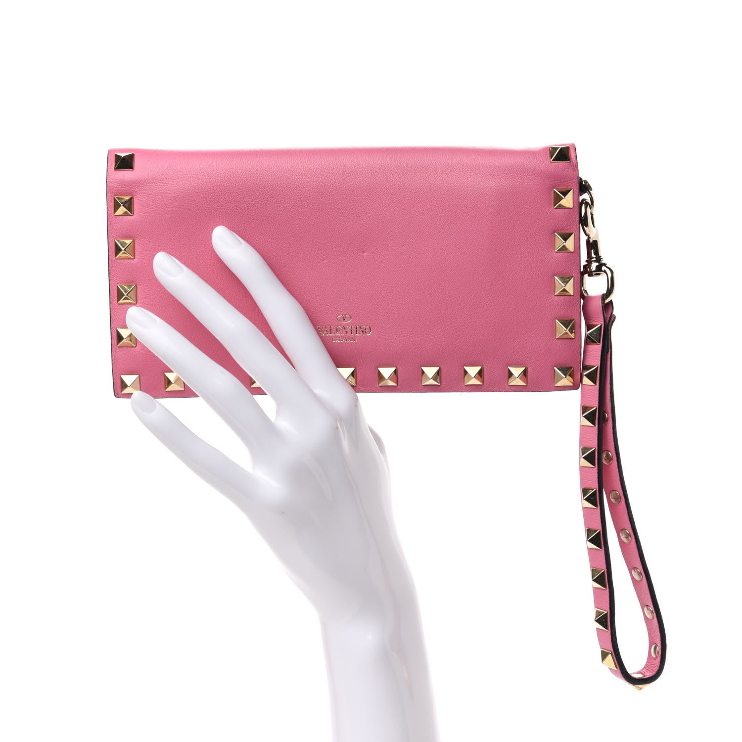 Valentino Garavani Calfskin Rockstud Wristlet Wallet Ninphea 2 of 8
