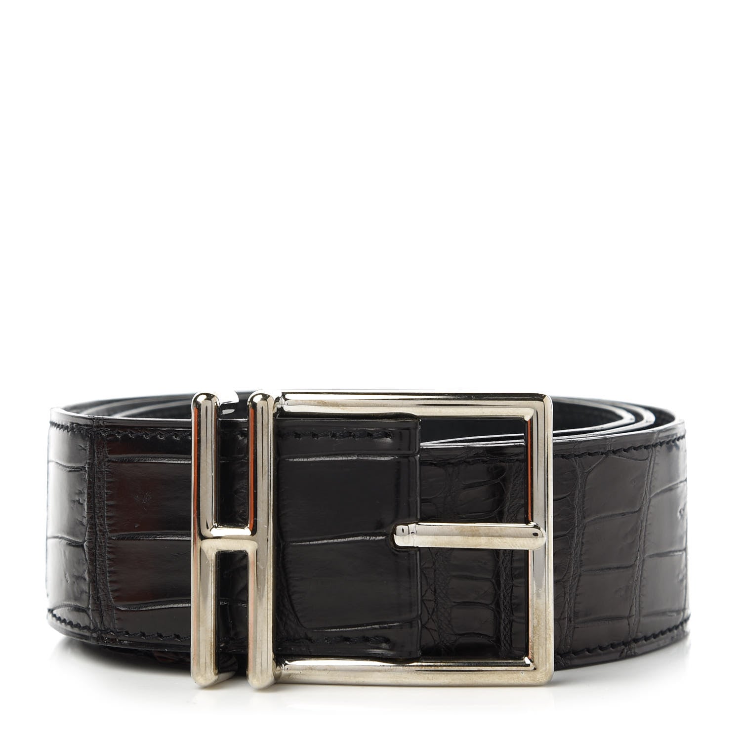 Hermes Matte Porosus Crocodile 32mm Belt 90 Black 1 of 6