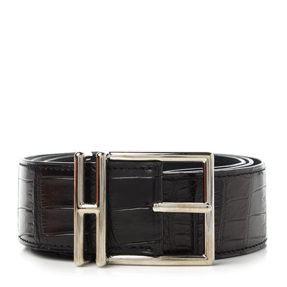Hermes Matte Porosus Crocodile 32mm Belt 90 Black 1 of 6