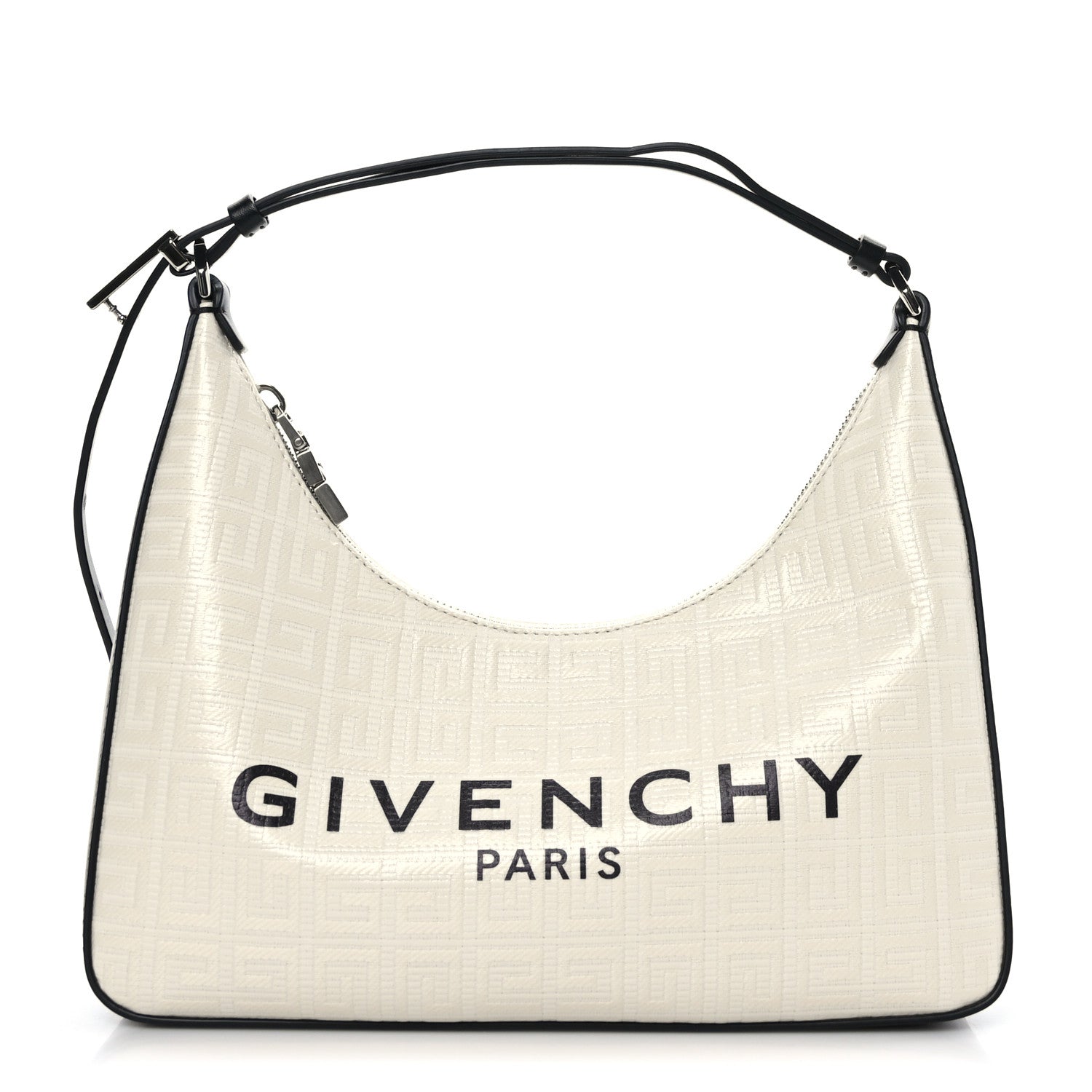 Givenchy Coated Canvas Logo 4G Embossed Small Moon Cut Out Shoulder Bag Ivory 1 of 8