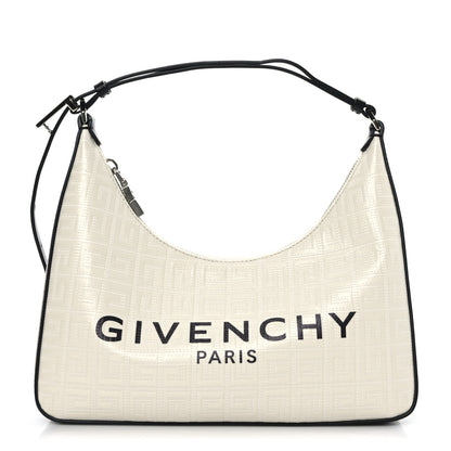 Givenchy Coated Canvas Logo 4G Embossed Small Moon Cut Out Shoulder Bag Ivory 1 of 8