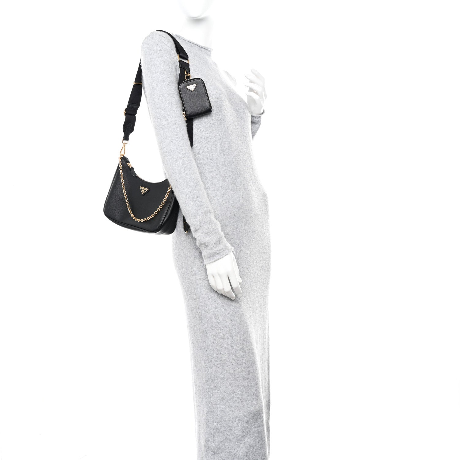 Prada Saffiano Lux Re-Edition 2005 Shoulder Bag Black 2 of 11