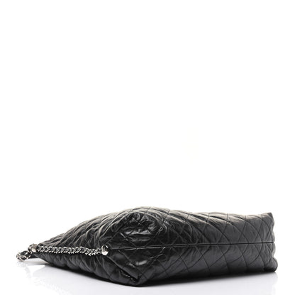 Chanel Metallic Crackled Calfskin Quilted Large Big Bang Hobo Black 4 of 22