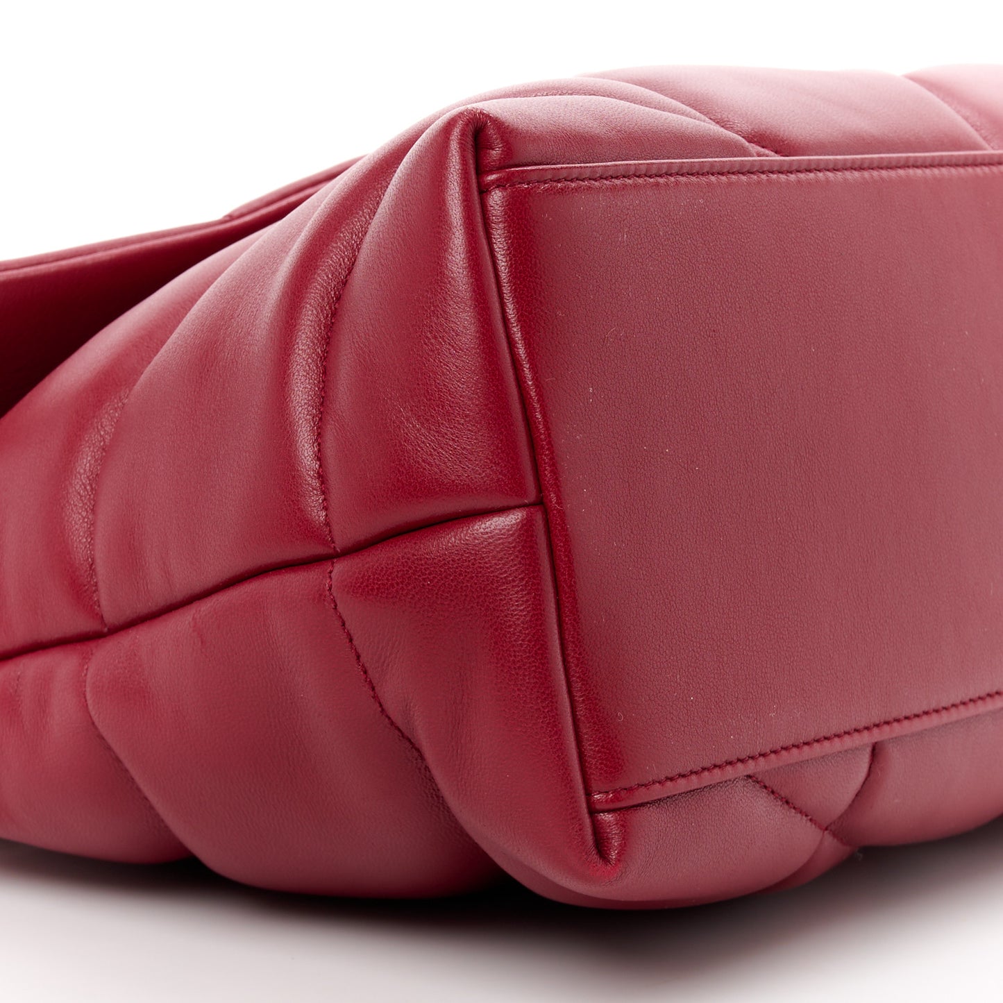 Lambskin Quilted Medium Loulou Puffer Monogram Chain Satchel Opyum Red