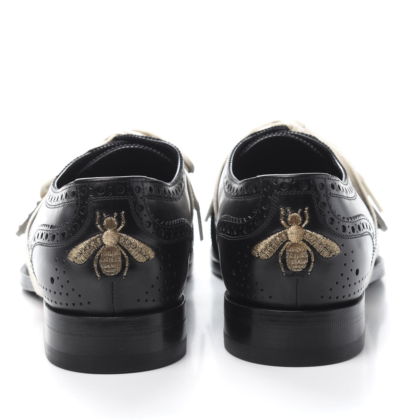Calfskin Bee Embroidered Mens Queercore Brogue Derby Shoes 9 Black