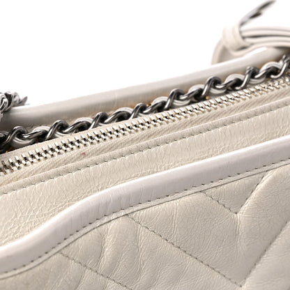 Chanel Aged Calfskin Chevron Quilted Small Gabrielle Hobo White 17 of 17