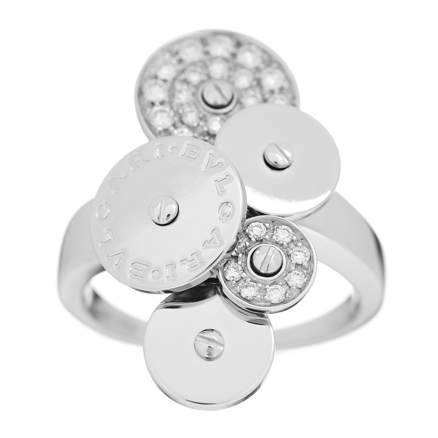 Bulgari 18K White Gold Diamond Cicladi Ring 53 6.25 1 of 5