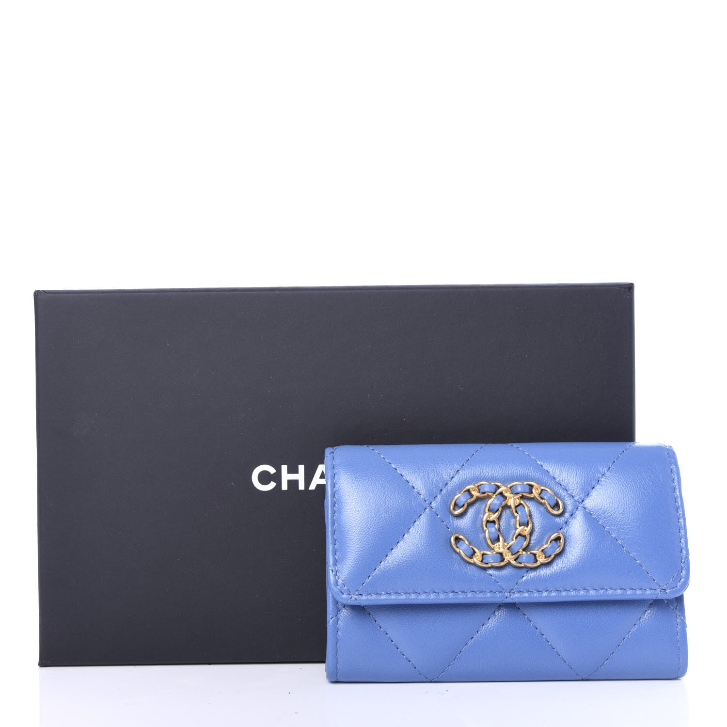 Chanel Lambskin Quilted 19 Flap Card Holder Light Blue 9 of 9