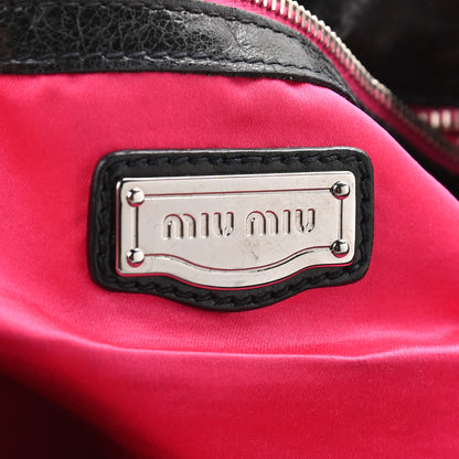 Miu Miu Vitello Lux Gathered Hobo Black 6 of 9