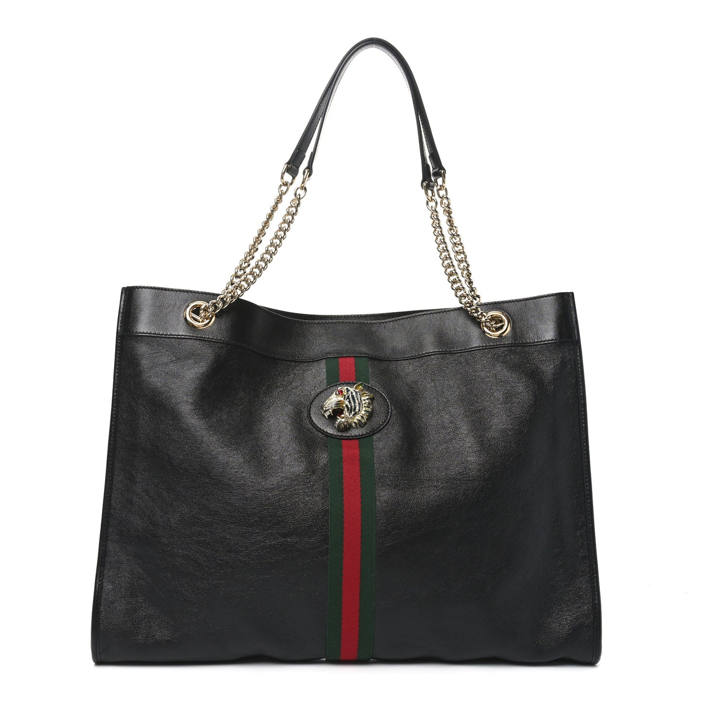 Calfskin Large Rajah Chain Tote Black