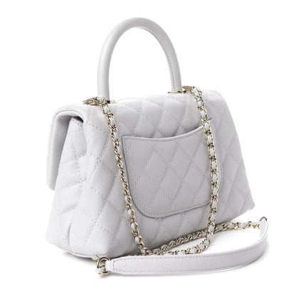 Chanel Caviar Quilted Mini Coco Handle Flap Light Grey 4 of 13